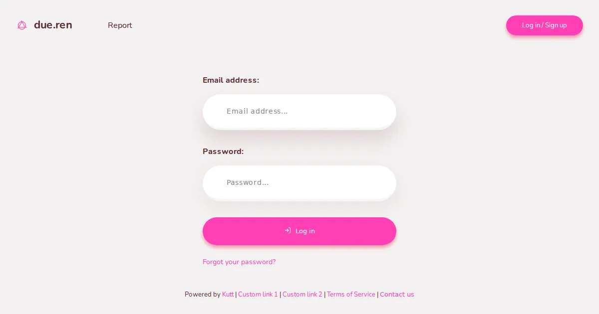 due.ren URL shortener sign-in page